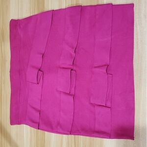Bebe Very Berry Pink Bandage Bodycon Layered Bodycon Mini Skirt Size XS